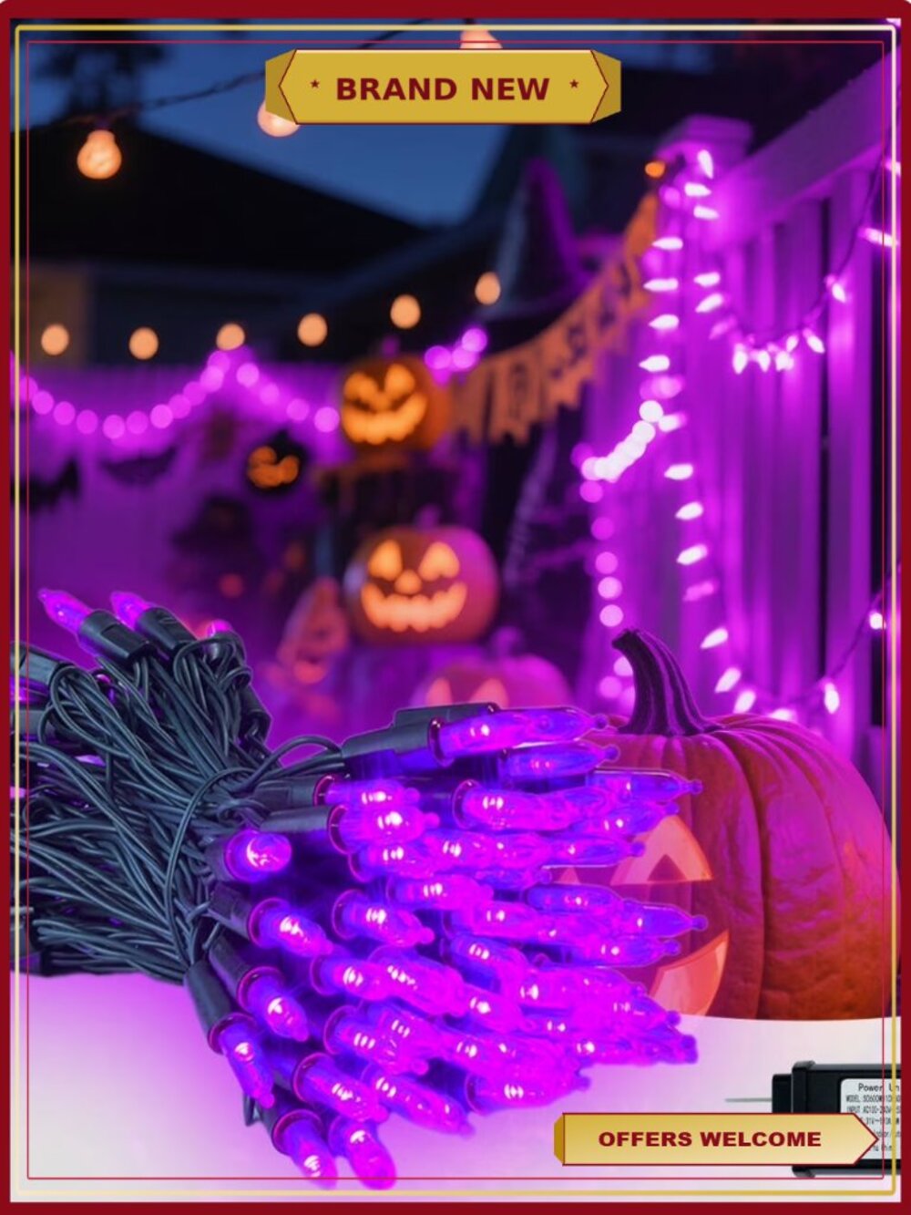 100 LED Halloween String Lights 33ft 8 Modes Waterproof Outdoor Indoor Decor